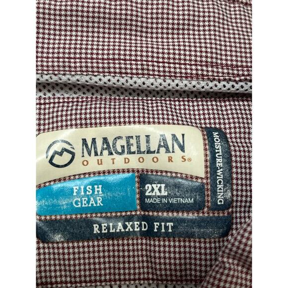 Magellan Men's 2XL Red/White Mini Checked Relaxed Fit Short Sleeve Vented Shirt - Picture 2 of 8